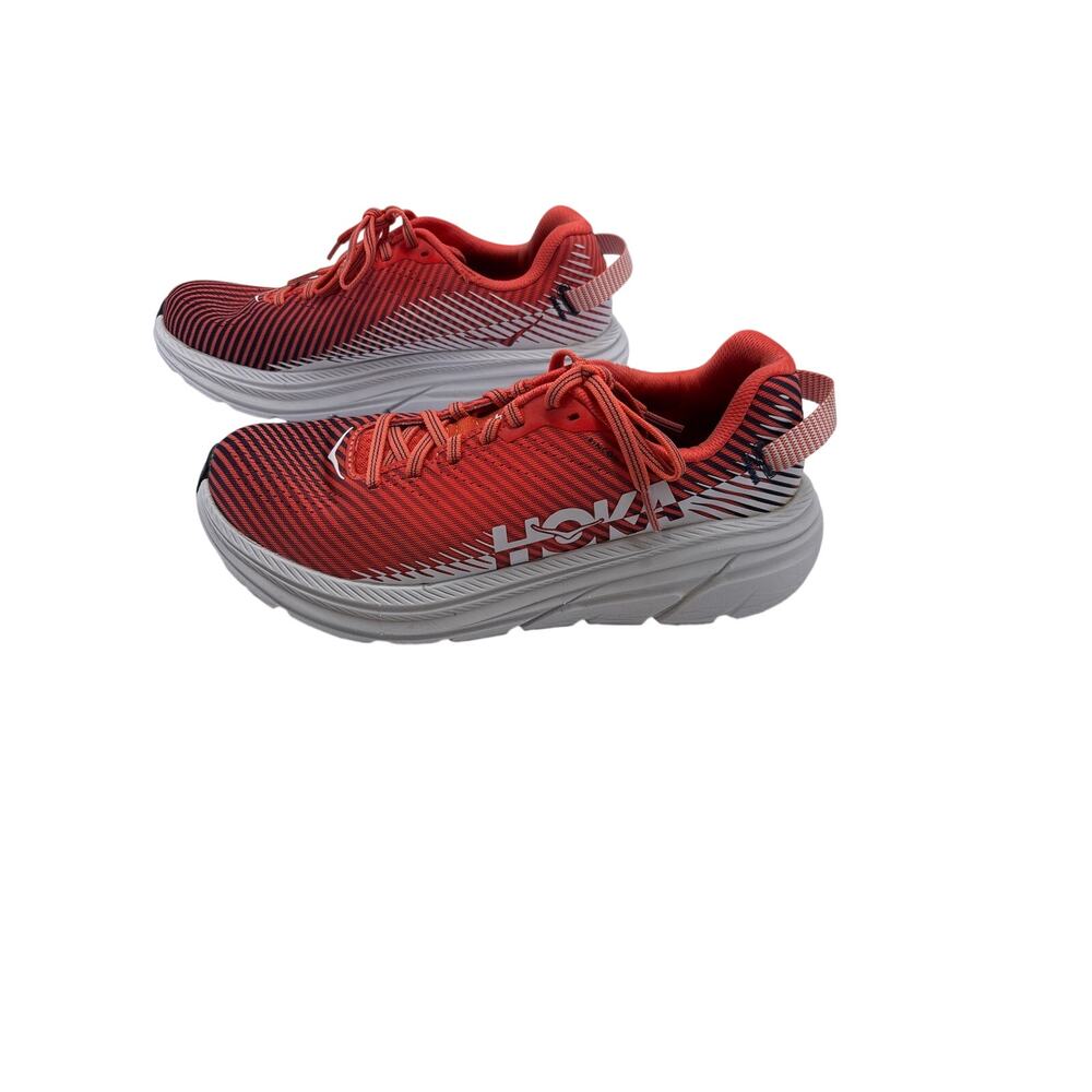 HOKA One One Rincon 2 women’s running shoes in a bright red/orange